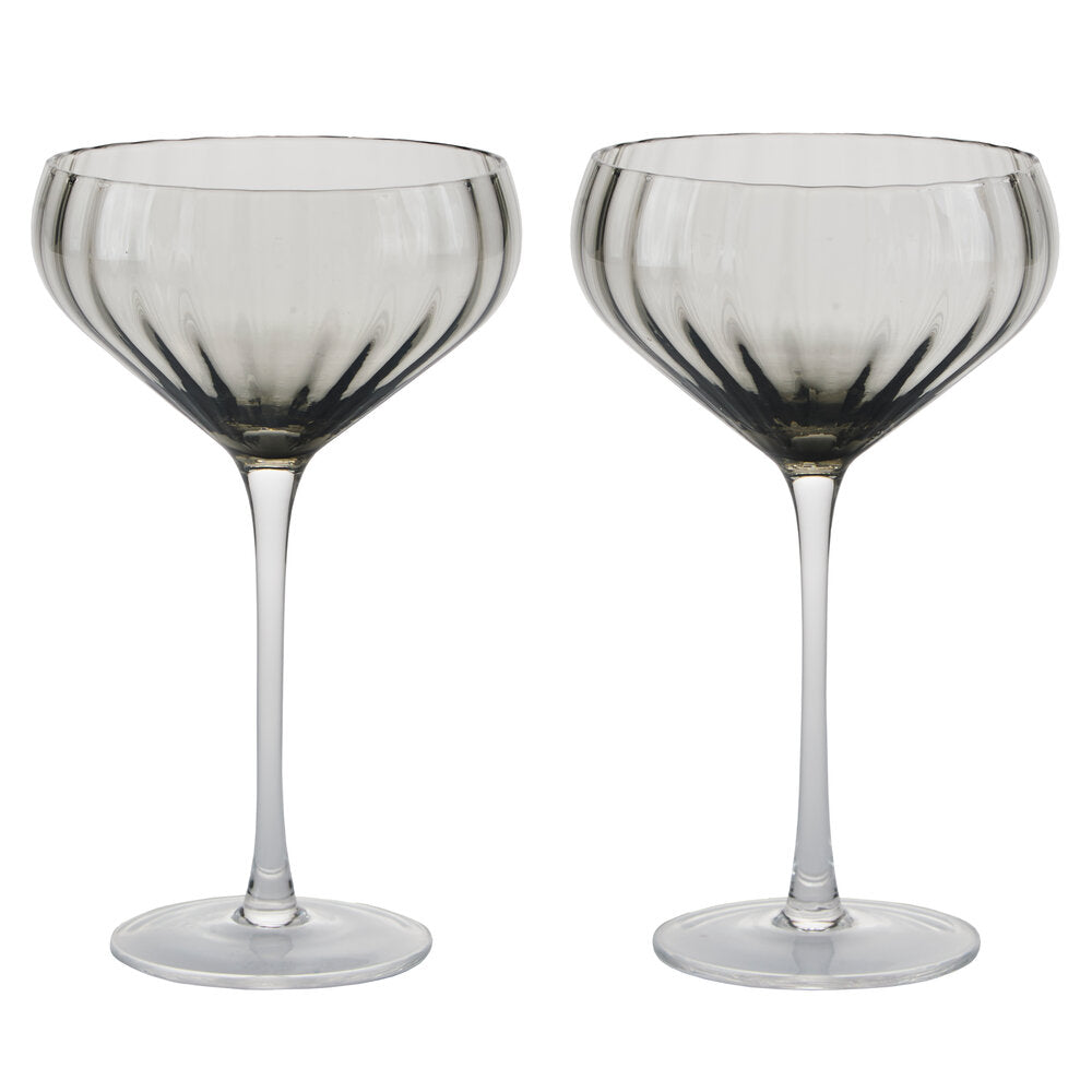 Champagneskål, 2 stk. - grå/klar